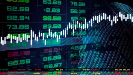 Stock exchange market tickers dashboard with graphs and charts . Digital animation of stock market price board . Trading and investment concept . 3D illustration .